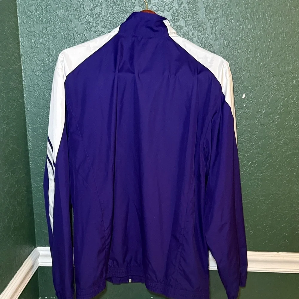 Adidas Men's Windbreaker Zip Jacket Medium Purple White Vintage